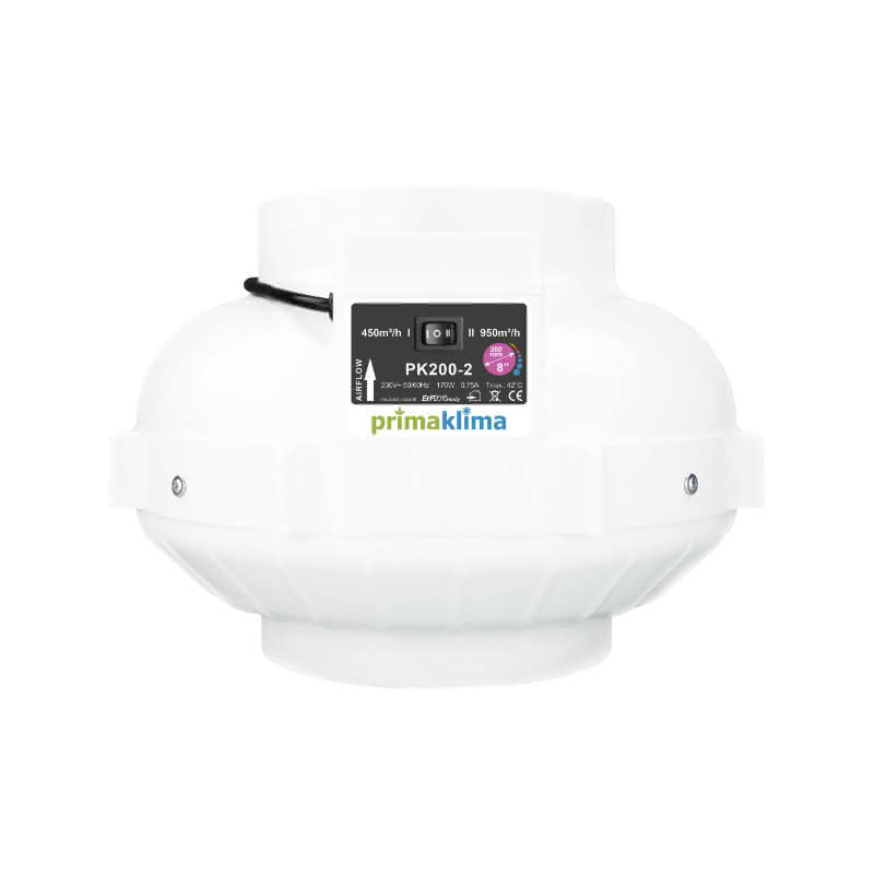Prima-Klima Rohrventilator 2-Stufen 200mm -  450/950m³/h