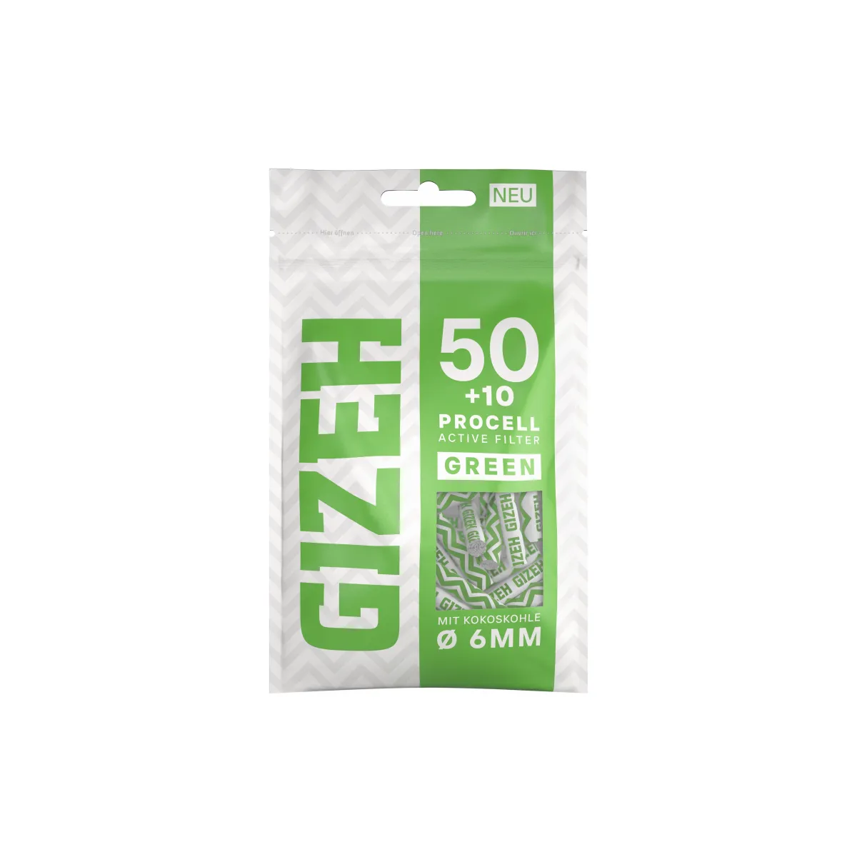 GIZEH ProCell Active Filter GREEN 6mm 50+10er - 1 Beutel