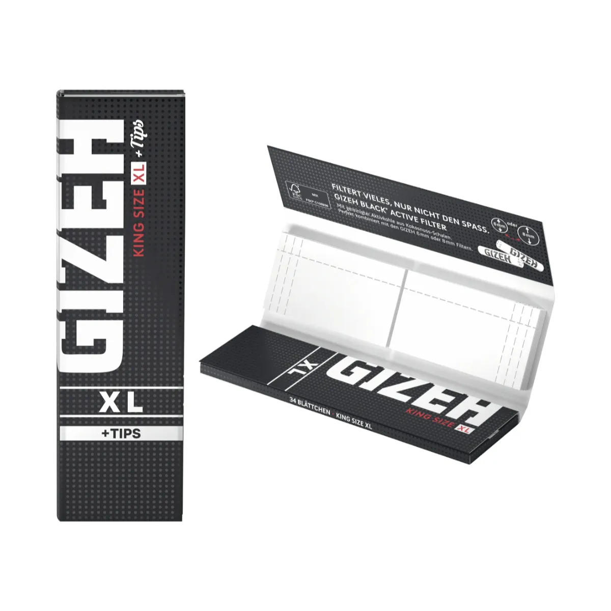 GIZEH Black King Size XL + Tips